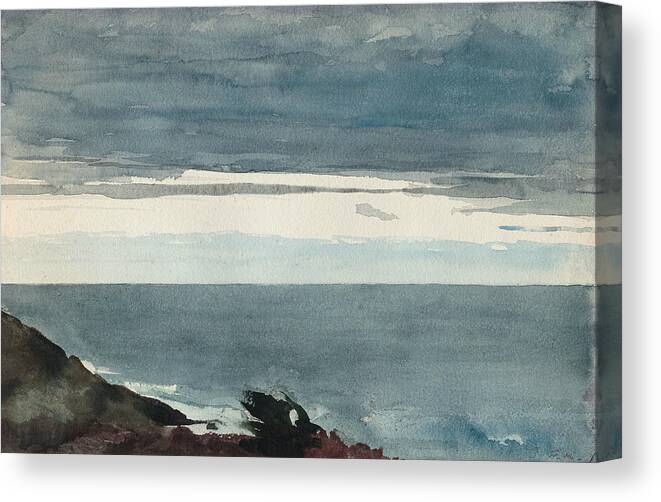 19th Century Art Canvas Print featuring the drawing Prout's Neck, Evening by Winslow Homer