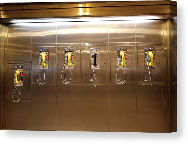 Ip_10259497 Canvas Print featuring the photograph Public Phones At Grand Central Terminal In New York, Usa by Lukas Larsson Jalag