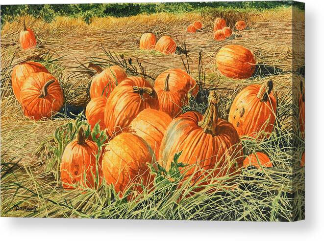 Autumn Canvas Print featuring the painting Pumpkin Harvest by Michael Davidoff