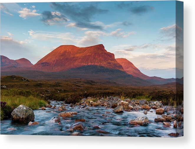 Assynt Canvas Print featuring the photograph Quinag Sunrise, Sutherland by David Ross
