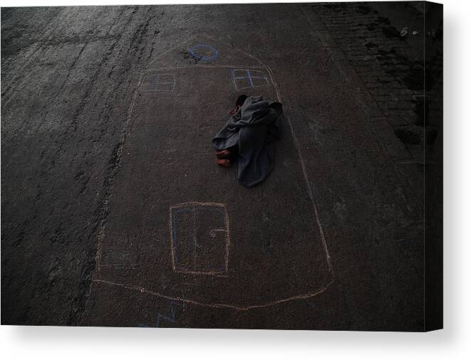 Refugees Canvas Print featuring the photograph "no Shelter" by Alezik Photography