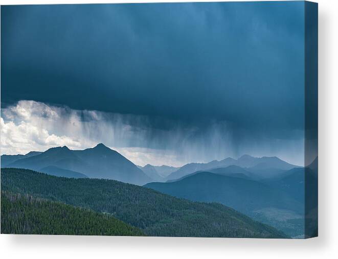 Rain Canvas Print featuring the photograph Rain on distant mountains by David L Moore