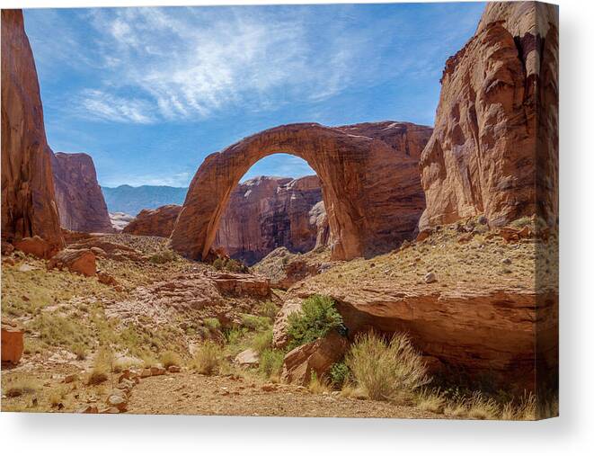 Rainbow Bridge National Monument - Lake Powell Canvas Print featuring the photograph Rainbow Bridge National Monument - Lake Powell by Debra Martz