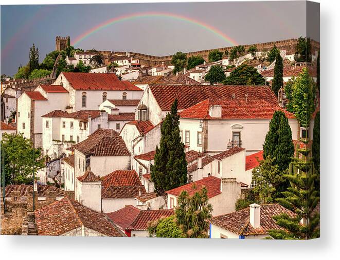 Castle Canvas Print featuring the photograph Rainbow over Castle by David Letts