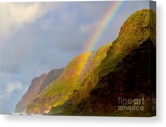 Rainbow Canvas Print featuring the photograph Rainbow's End at Polihale Beach by Debra Banks