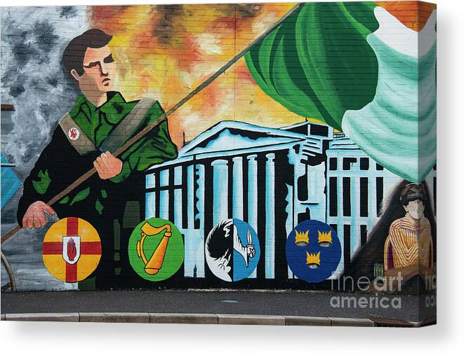 Belfast Canvas Print featuring the photograph Raising the Flag Mural by Bob Phillips