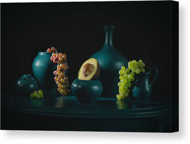 Avocado Canvas Print featuring the photograph Red And Green Grapes by Lydia Jacobs