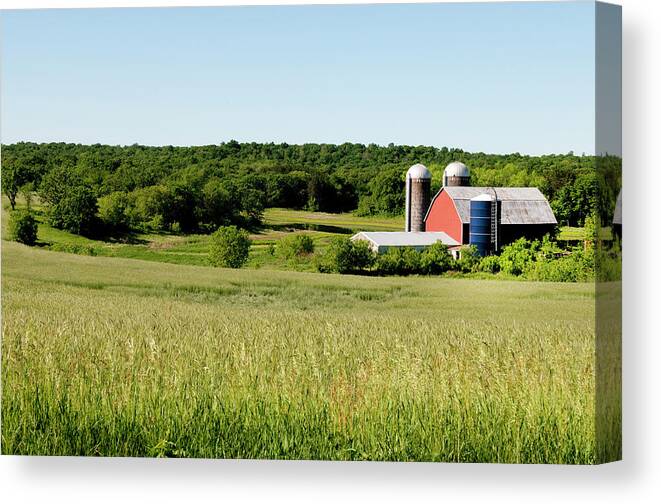 Environmental Conservation Canvas Print featuring the photograph Red Barn In Wisconsin by Jenniferphotographyimaging