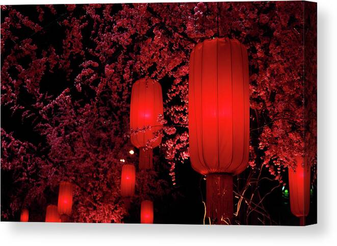 Chinese Culture Canvas Print featuring the photograph Red Lanterns by Orchidpoet