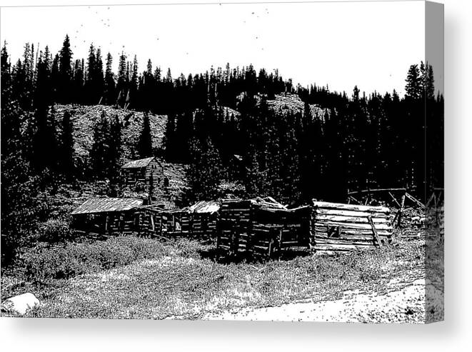 Ink Canvas Print featuring the drawing Red Lion Ghost Town Montana by Kevin Heaney