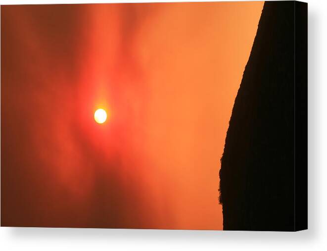Tranquility Canvas Print featuring the photograph Red Sky Caused By Wildfire Debris In by Kevin Key / Slworking