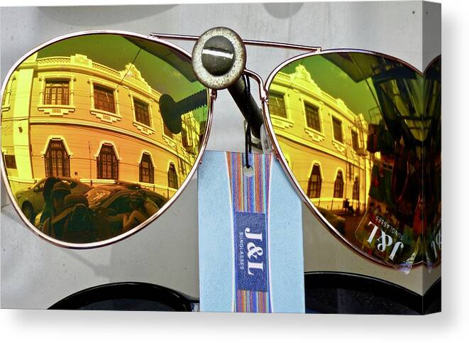 Fine Art Canvas Print featuring the photograph Reflections Merida Marketplace by Amelia Racca