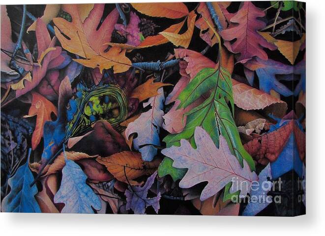 Leaves Canvas Print featuring the drawing Reservoir by Pamela Clements