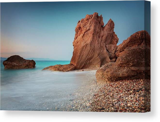 Rhodes Canvas Print featuring the photograph Rhodes seaside cliffs by Sophie McAulay