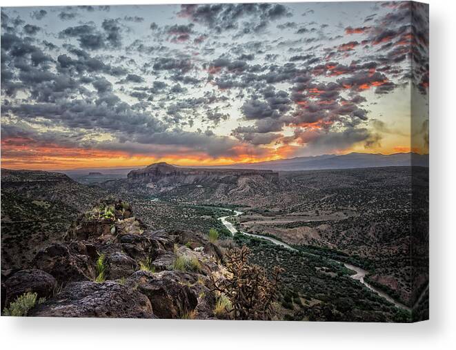 Rio Grande Canvas Print featuring the photograph Rio Grande River Sunrise 2 - White Rock New Mexico by Brian Harig