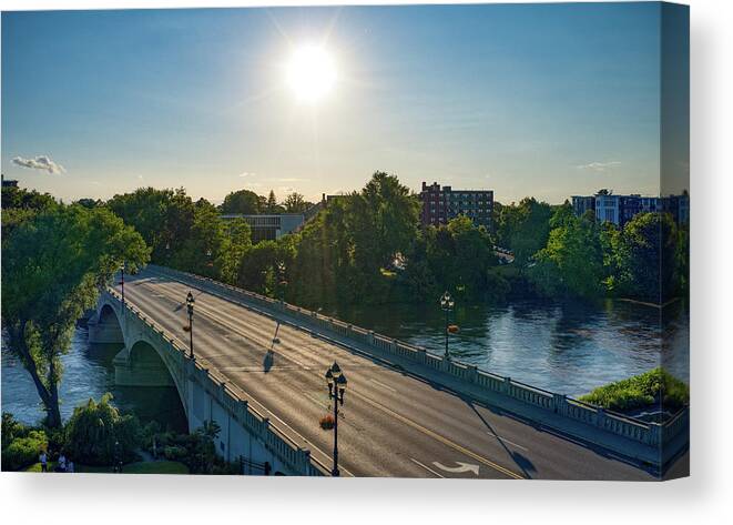 New York Canvas Print featuring the photograph Riverside Drive Bridge Sunset by Anthony Giammarino