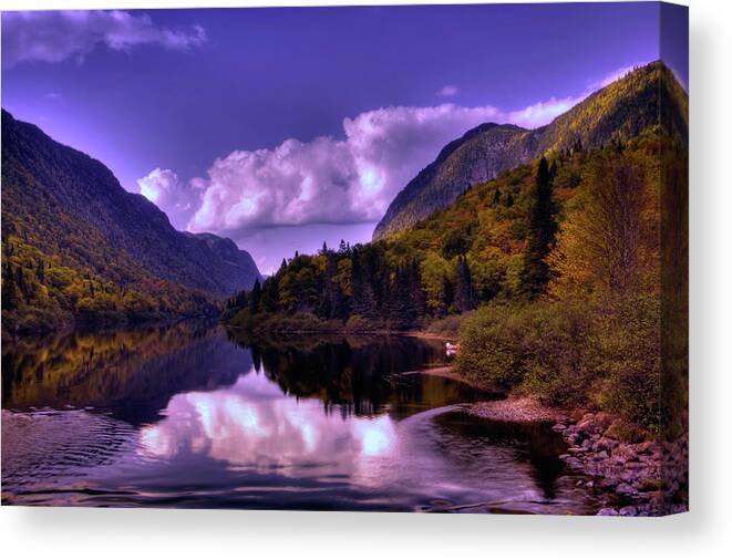Tranquility Canvas Print featuring the photograph Riviere Jacques-cartier by Jean Surprenant