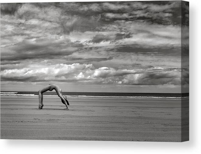 Fine Art Nude Canvas Print featuring the photograph Roarie On The Beach by Hugh Wilkinson