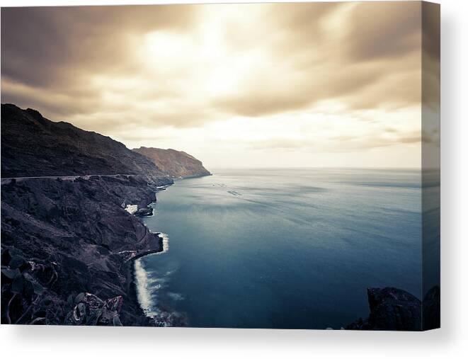 Seascape Canvas Print featuring the photograph Rocky Coastline, Canary Island Seascape by Zodebala