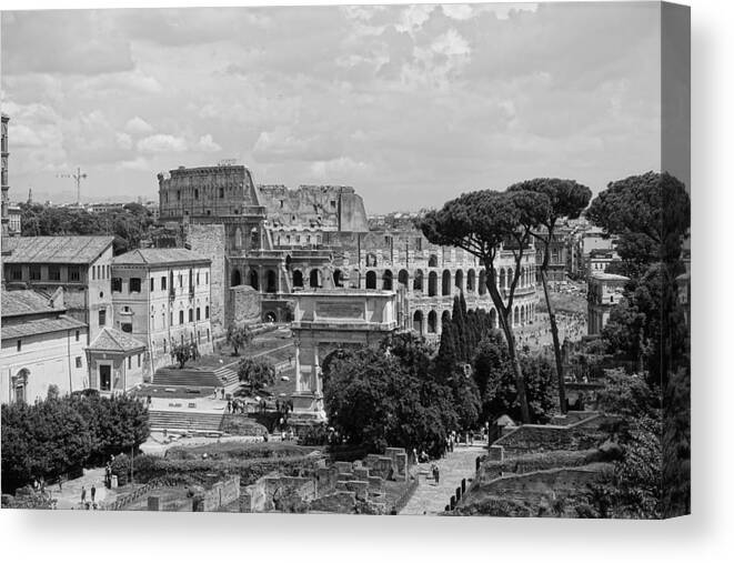 Colosseum Canvas Print featuring the photograph Roman Colosseum in the Distance by Patricia Caron