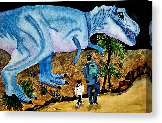 Dinosaur Canvas Print featuring the painting Roman Dino by Ann Frederick