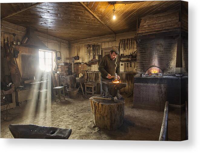 Blacksmith Canvas Print featuring the photograph Romanian Traditions by Dan Mirica