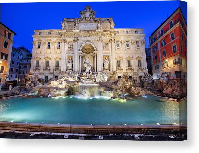 Cityscape Canvas Print featuring the photograph Rome, Italy Overlooking Trevi Fountain by Sean Pavone