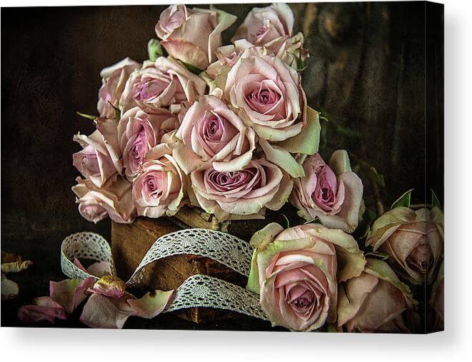 Pink Roses Canvas Print featuring the photograph Roses and Lace by Cindi Ressler