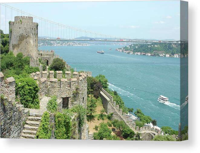 Istanbul Canvas Print featuring the photograph Rumeli Castle In Istanbul by Hhakim