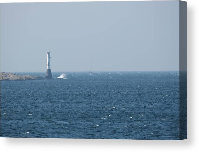 Sweden Canvas Print featuring the pyrography Lighthouse by Magnus Haellquist