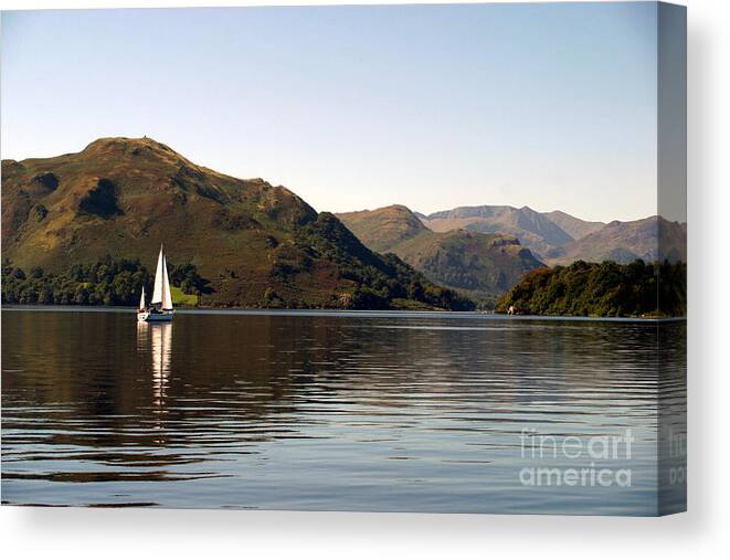 Sailboat Canvas Print featuring the photograph Sailboat On Ullswater In The Lake by Paul Banton