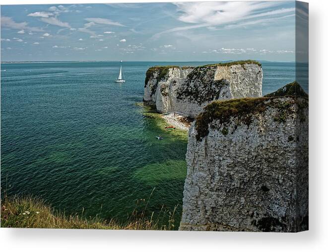 Sailing Canvas Print featuring the photograph Sailing Around Old Harry by Jeff Townsend