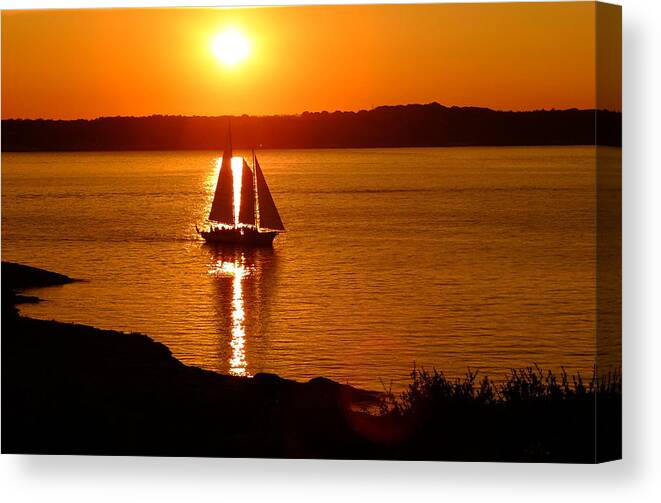 Photography Canvas Print featuring the photograph Sailing At Sunset by Jeffrey PERKINS