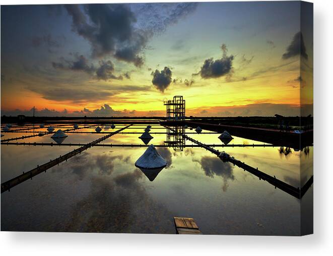 Tranquility Canvas Print featuring the photograph Salt Field by Sunrise@dawn Photography