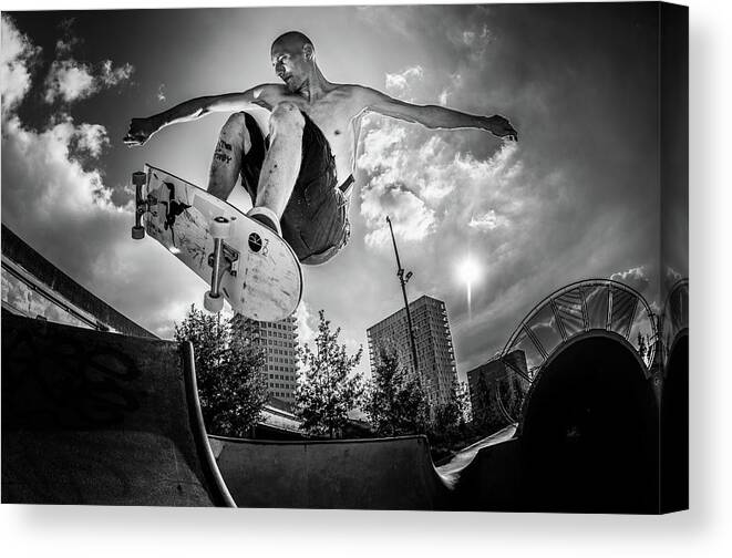 Action Canvas Print featuring the photograph Sam Taeymans Performing At den Dam by Eric Verbiest