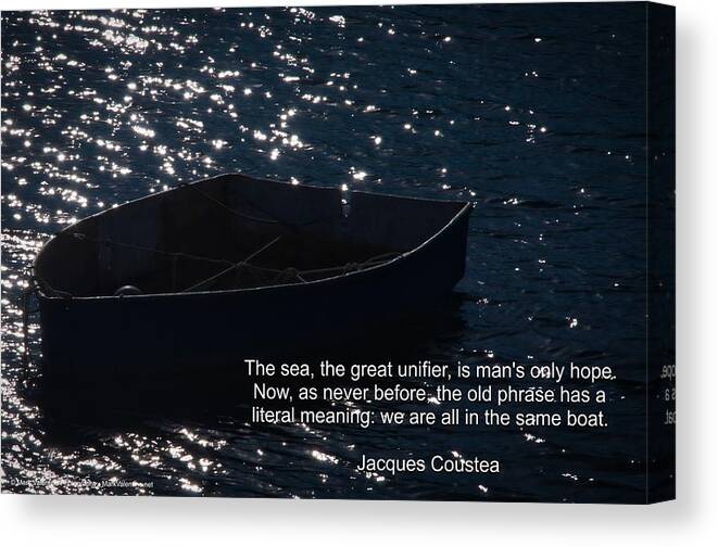 Boat Canvas Print featuring the photograph Same Boat - Jacques Cousteau by Mark Valentine