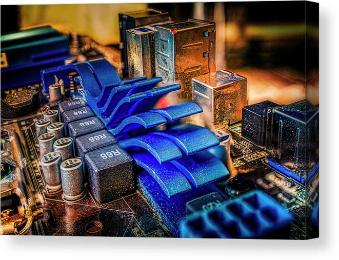Electronics Canvas Print featuring the photograph Sandstorm on the Motherboard by Micah Offman