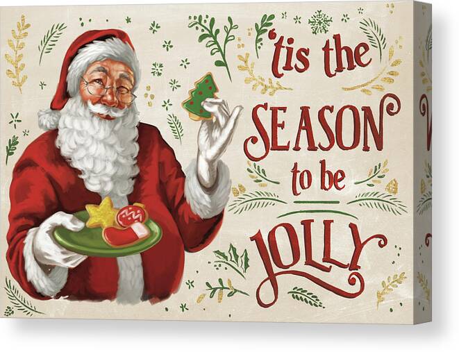 Berries Canvas Print featuring the mixed media Santas List IIi Ivory by Janelle Penner