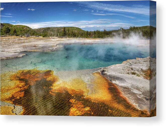 Scenics Canvas Print featuring the photograph Sapphire Pool - Yellowstone by Dbushue Photography