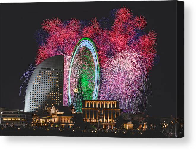 Fireworks Canvas Print featuring the photograph Scarlet Flowers by Junko Torikai