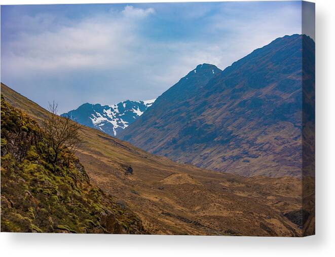 Scottish Canvas Print featuring the photograph Scottish Highlands - Snow Capped Mountain by Bill Cannon
