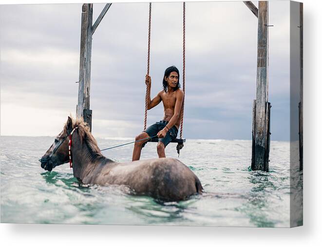 Horse Canvas Print featuring the photograph Sea Horses by Ben Ashley