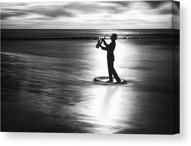 Instrument Canvas Print featuring the photograph Sea Music by Normunds Kaprano