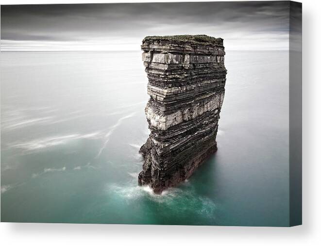 Downpatrick Canvas Print featuring the photograph Sea Stack Rock Taken From Downpatrick by Victor Walsh Photography