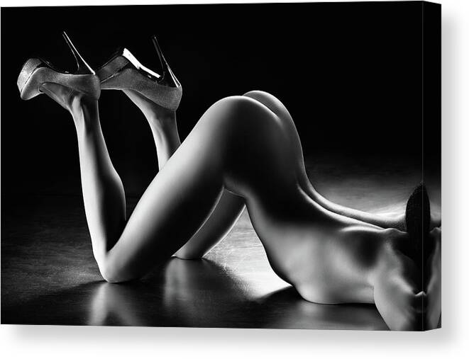Woman Canvas Print featuring the photograph Sensual nude body curves by Johan Swanepoel