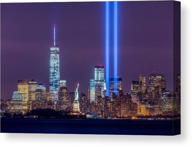 9/11 Canvas Print featuring the photograph September 11 Tribute New York City - Toby Harriman Photography by Toby Harriman