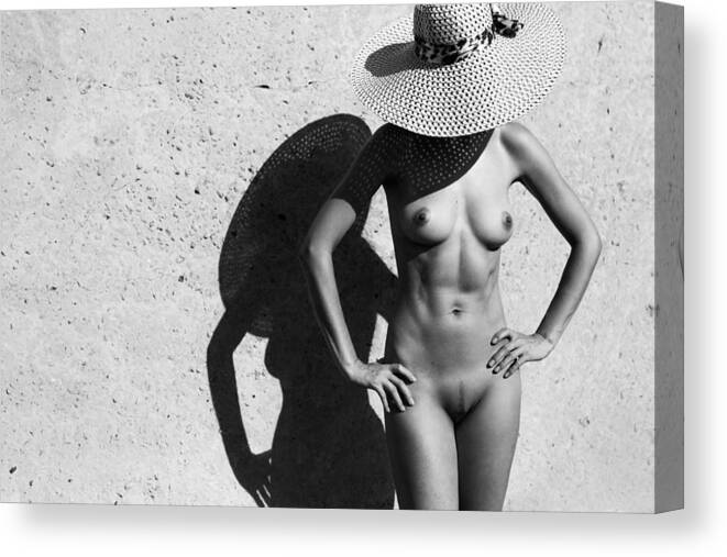 Fine Art Nude Canvas Print featuring the photograph Shadow And Her Mistress 2 by Mikhail Faletkin