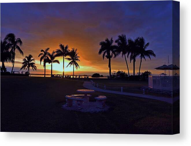 Sunset Canvas Print featuring the photograph Shadows Over Paradise by Michiale Schneider