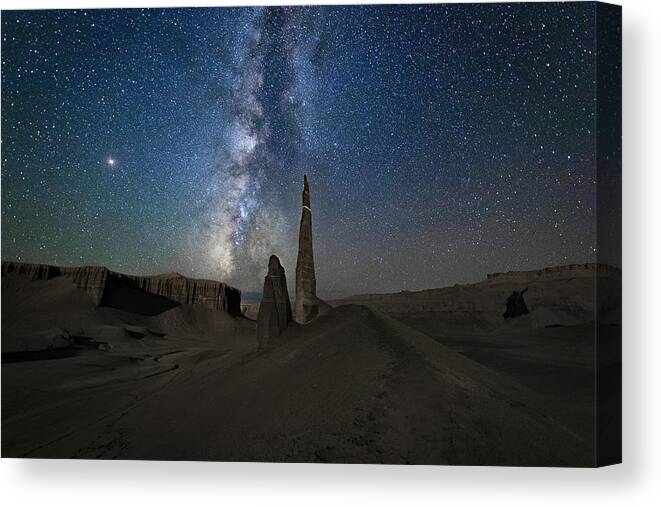 Night Canvas Print featuring the photograph Shuttle To Galaxy by Michael Zheng