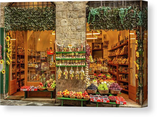 Siena Canvas Print featuring the photograph Siena Market by Marcy Wielfaert